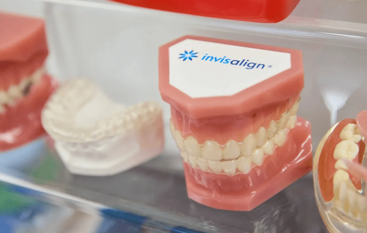 An invisalign on a teeth
